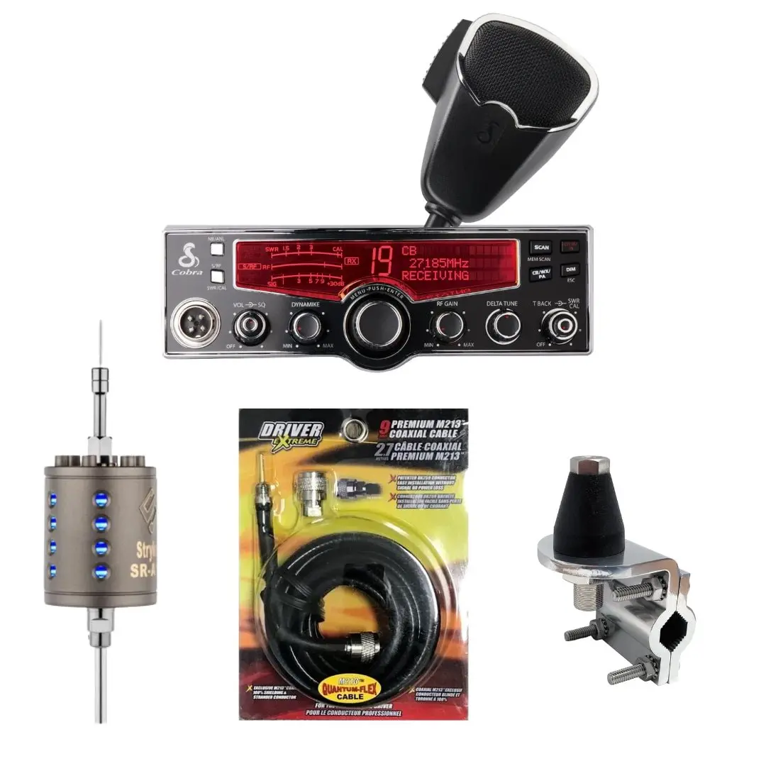 Cobra 29 Lx Cb Radio, Stryker Sr-A10, Drx-3402 Heavy Duty Antenna Mirror Mount, Drx-1518 18 Foot Premium M213, Combo 1