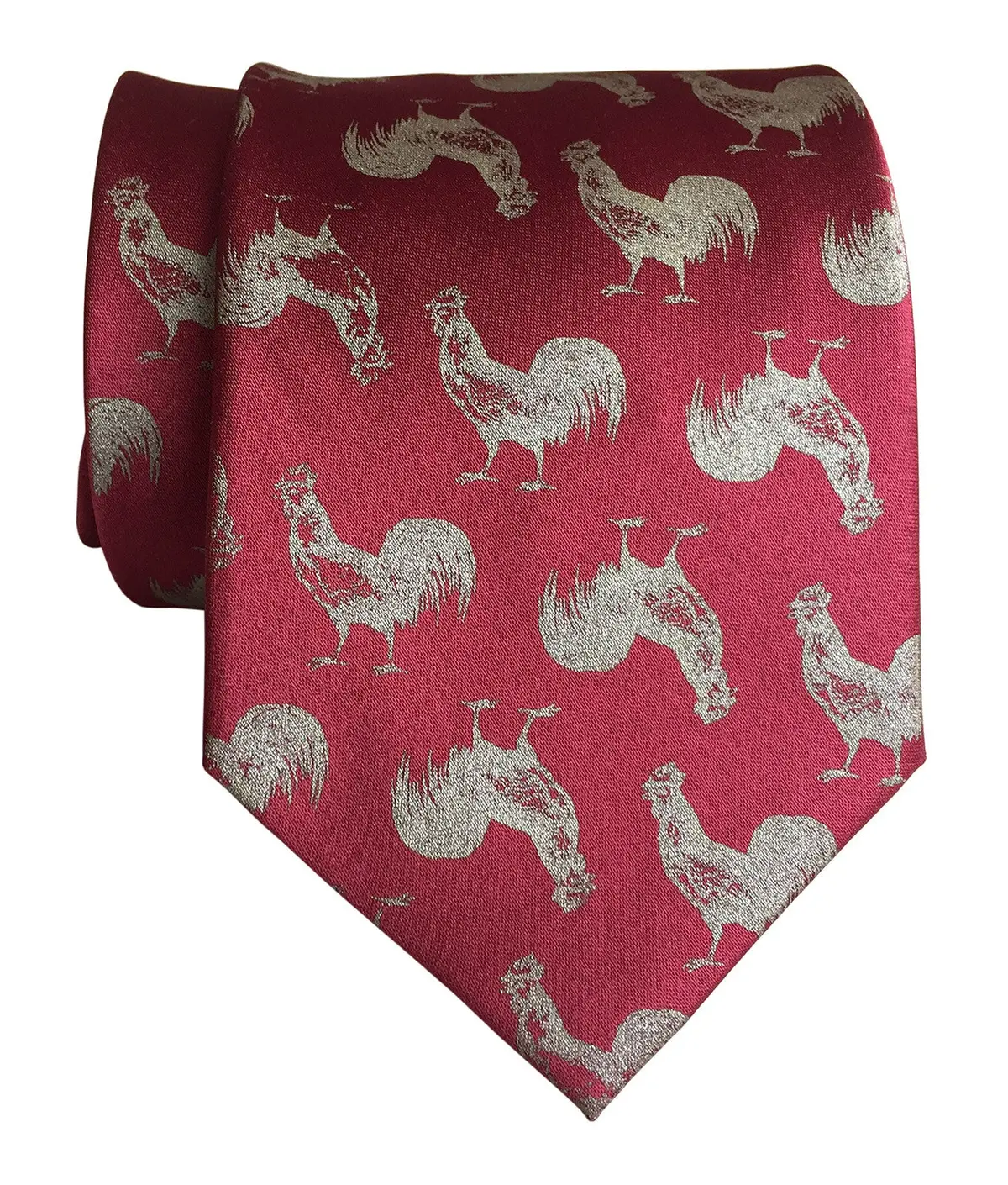 Rooster Necktie – Artistic Chicken Motif Printed Silk Tie - Image 6