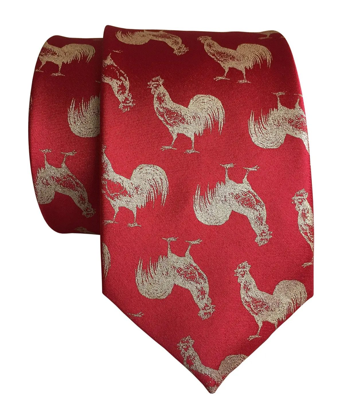 Rooster Necktie – Artistic Chicken Motif Printed Silk Tie - Image 8