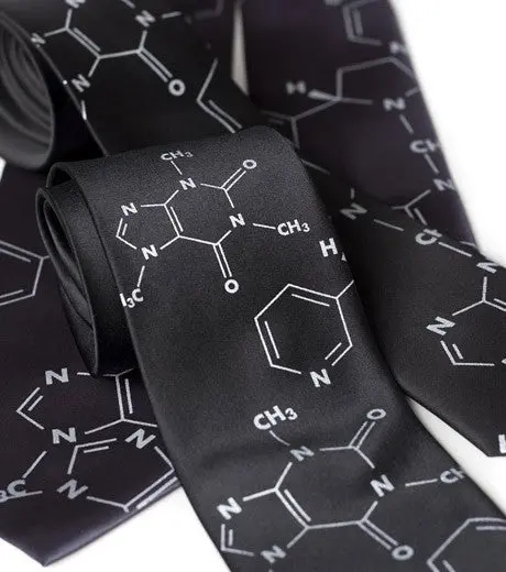 Addictive Molecules Necktie. Caffeine & Nicotine "Coffee + Cigarettes" Tie. 1