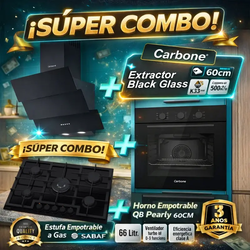 Combo Empotrables Cocina Carbone Campana 60Cm + Estufa 76Cm + Horno 60 Cm ( Solo Online ) (No Aplica Tienda Fisica) Envio Gratis A Todo El Pais 1