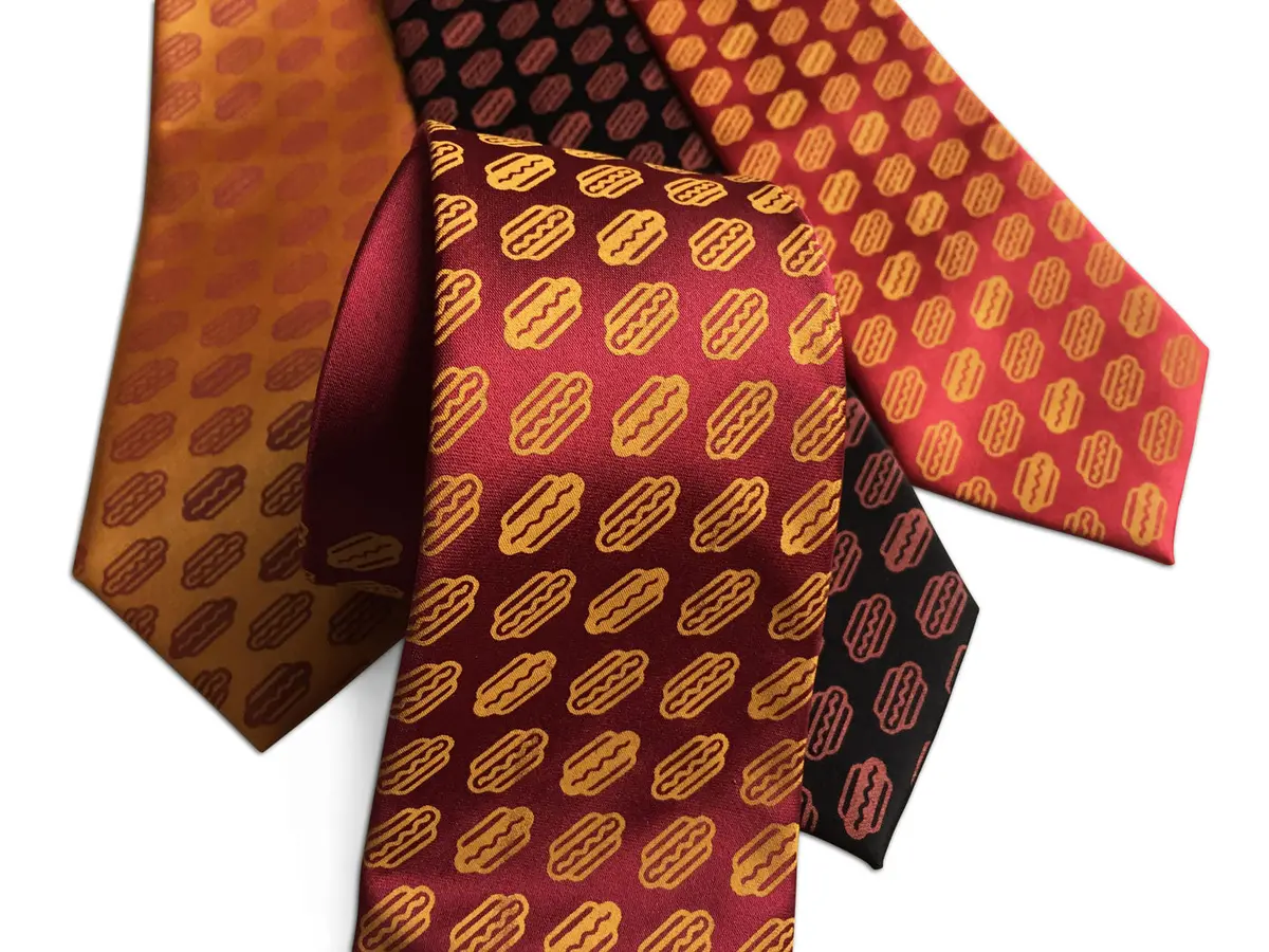 Coney Dog Necktie. Wieners! Hotdog Party Printed Tie 7