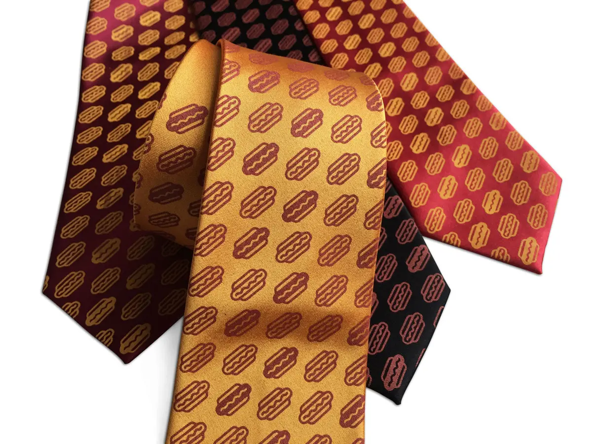 Coney Dog Necktie. Wieners! Hotdog Party Printed Tie 8