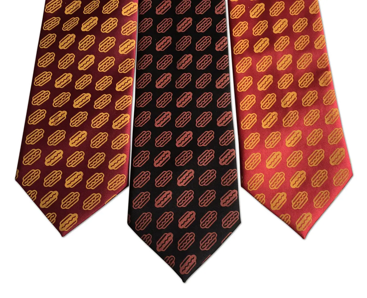 Coney Dog Necktie. Wieners! Hotdog Party Printed Tie 11