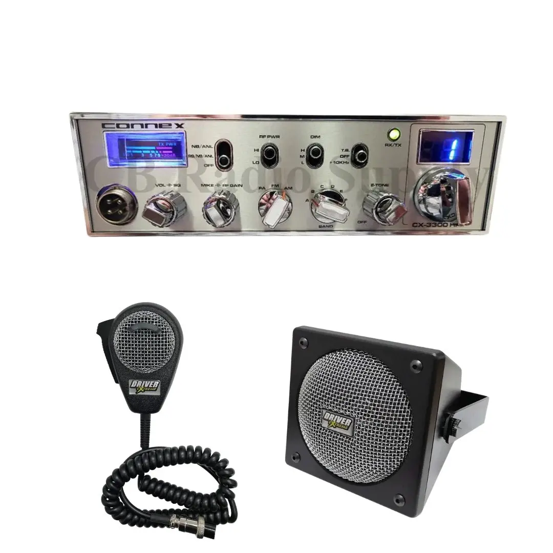 Connex 3300Hp 10 Meter Radio, Drx-9010 External Speaker, Drx-6560 4 Pin Noise Cancelling Dynamic Microphone, Combo 1