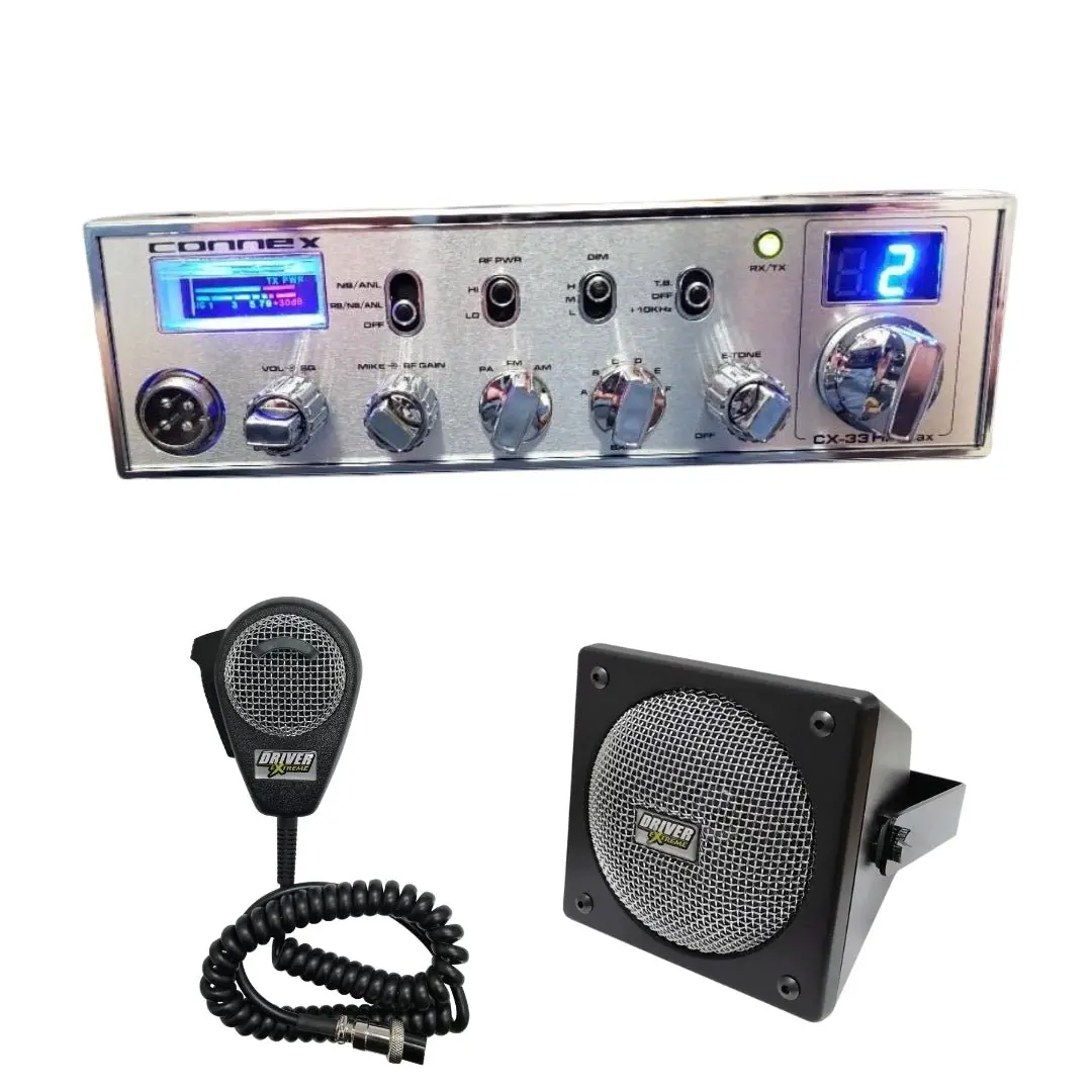 Connex Cx33hpmax 175 Watt 10 Meter Radio, Drx-9010 External Speaker, Drx-6560 4 Pin Noise Cancelling Dynamic Microphone, Combo 1