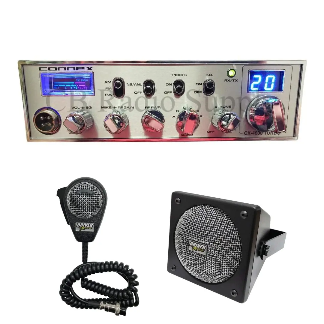 Connex Cx46 Tn1 10 Meter Radio, Drx-9010 External Speaker, Drx-6560 4 Pin Noise Cancelling Dynamic Microphone, Combo 1