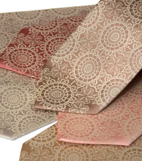 Cottage Lace Necktie. Doily Print Tie 2
