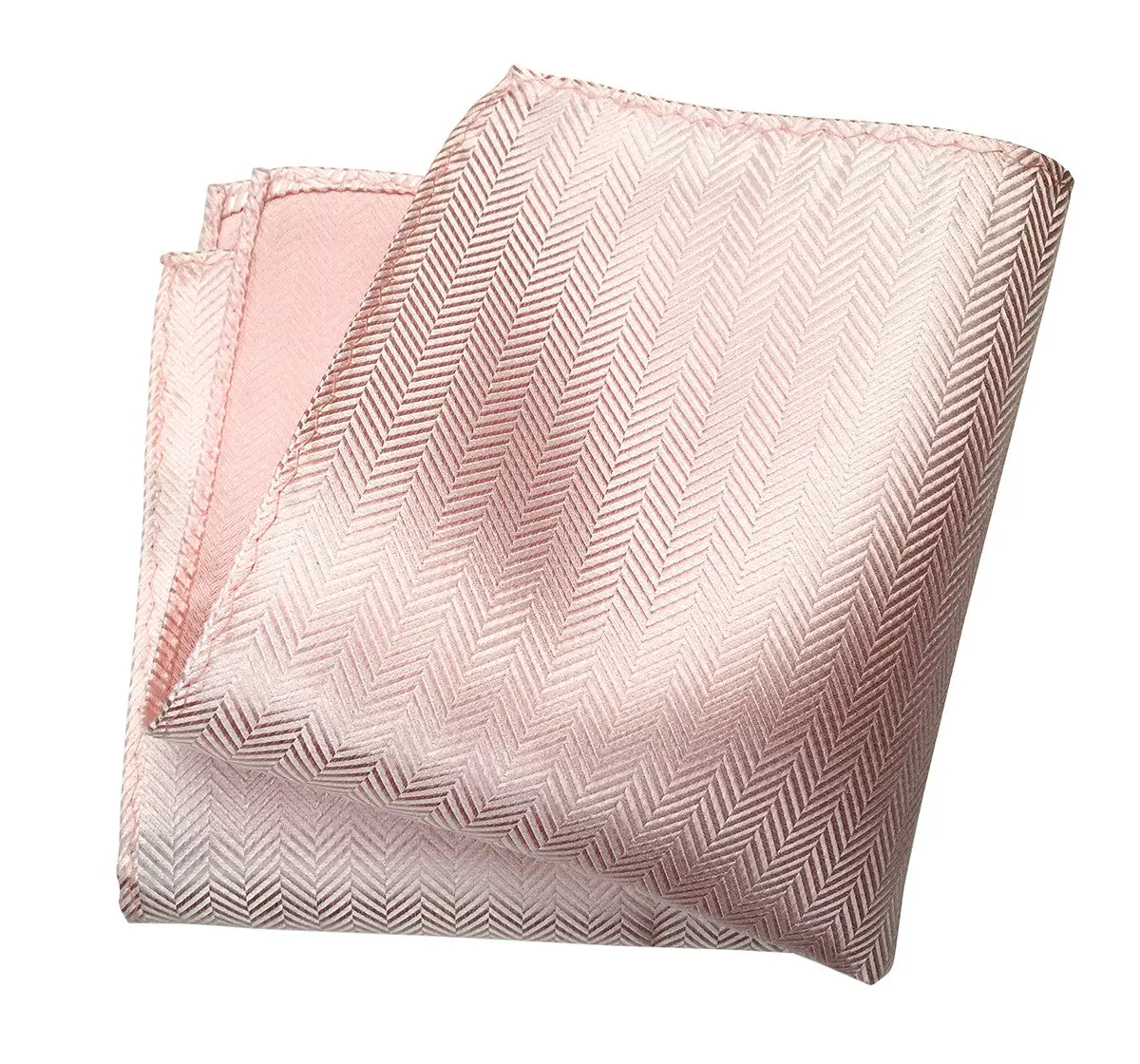 Cotton Candy Pink Herringbone Silk Pocket Square 1