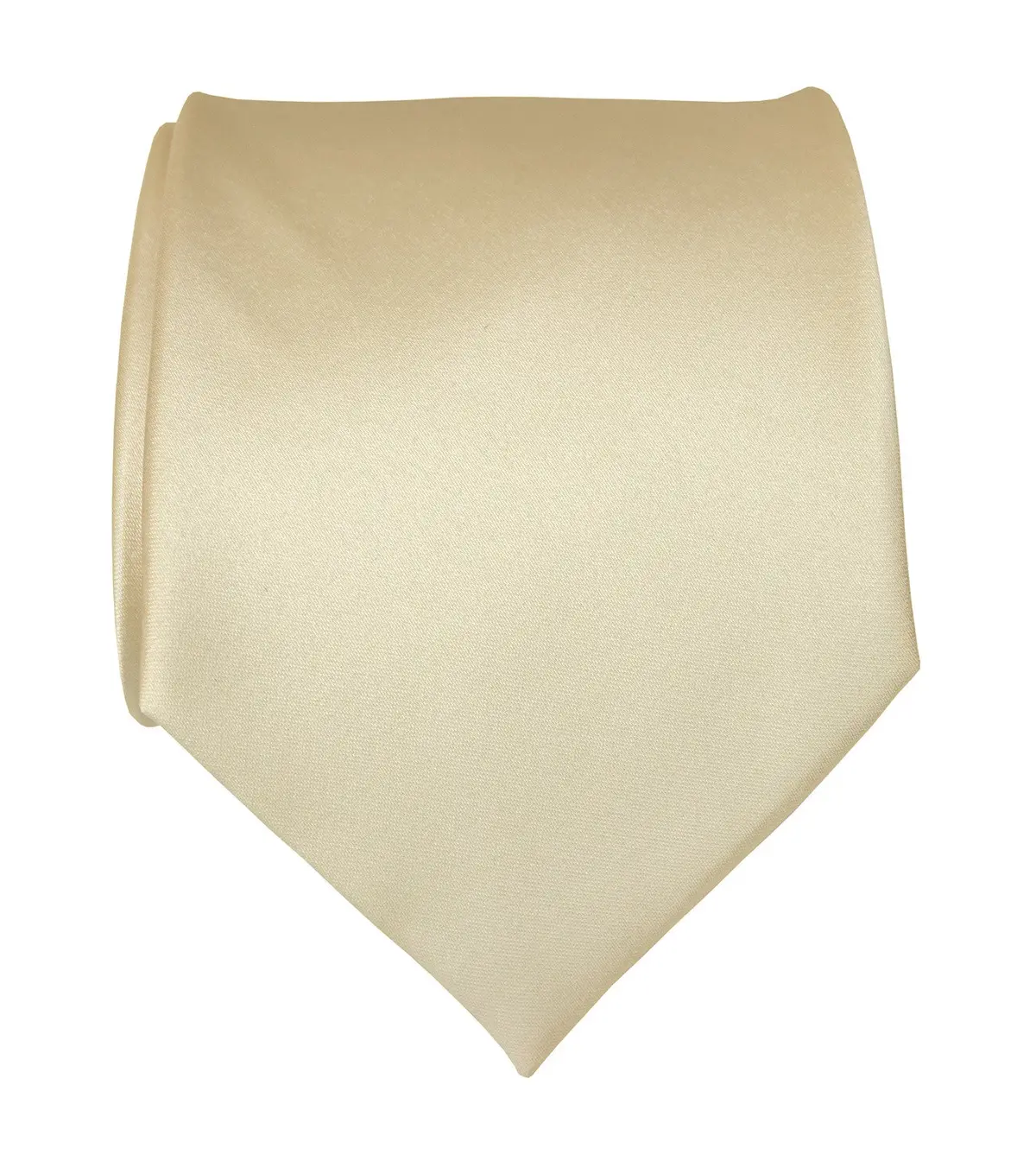 Cream Necktie. Light Tan Solid Color Satin Finish Tie, No Print 1
