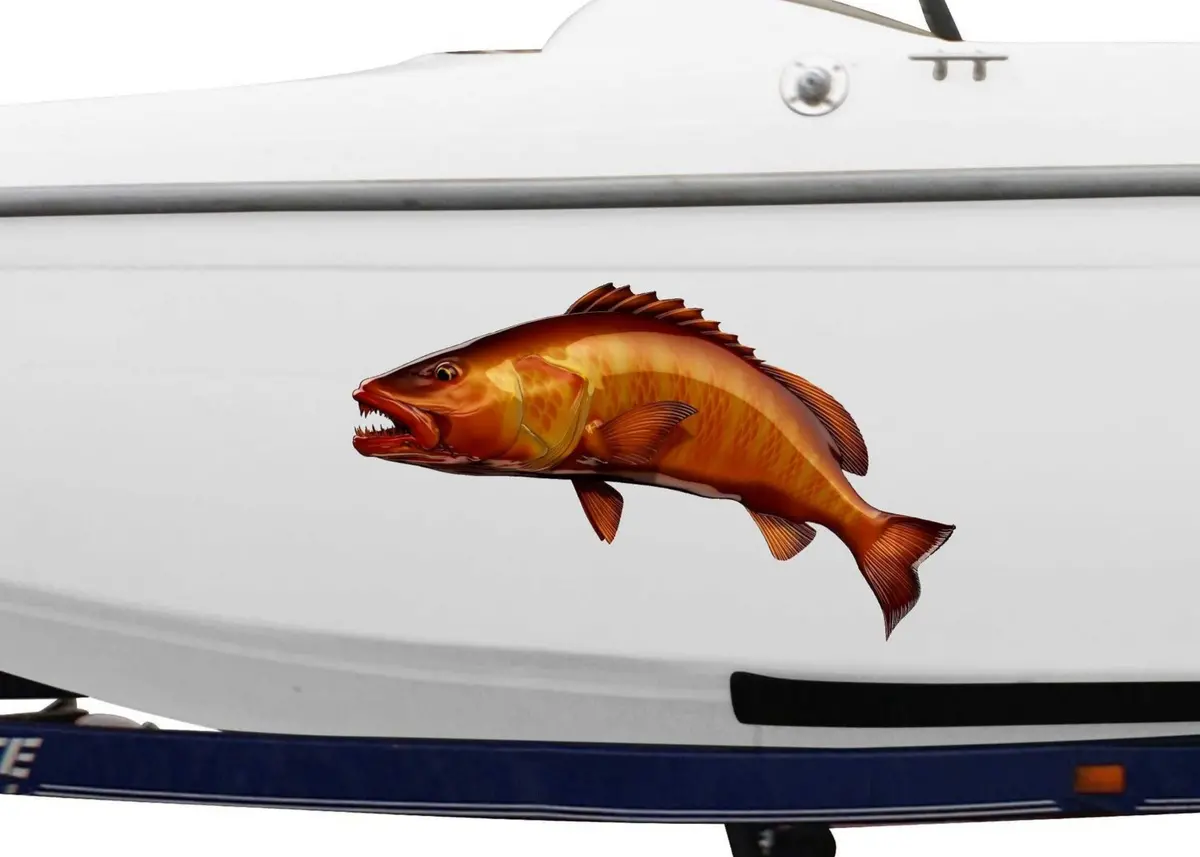 Cubera Snapper Curved-Leap Boat Decal – Premium Vinyl Fish Graphic 1