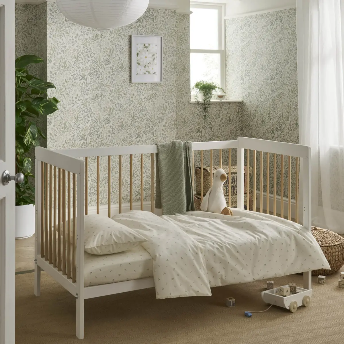 Cuddleco Nola Cot Bed - White & Natural 2