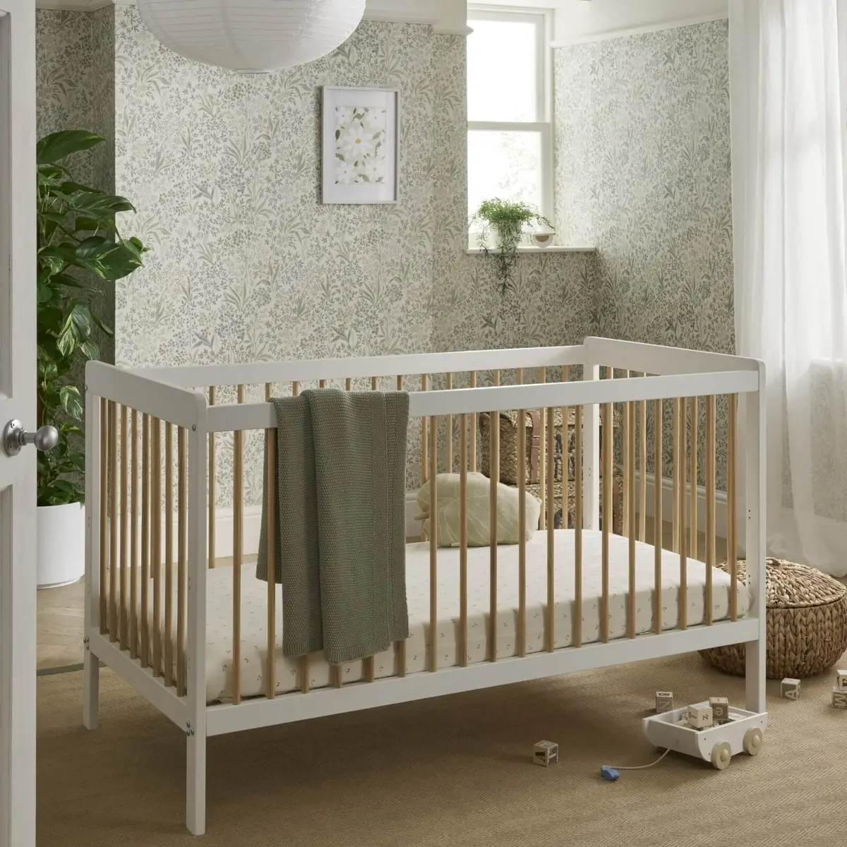 Cuddleco Nola Cot Bed - White & Natural 1