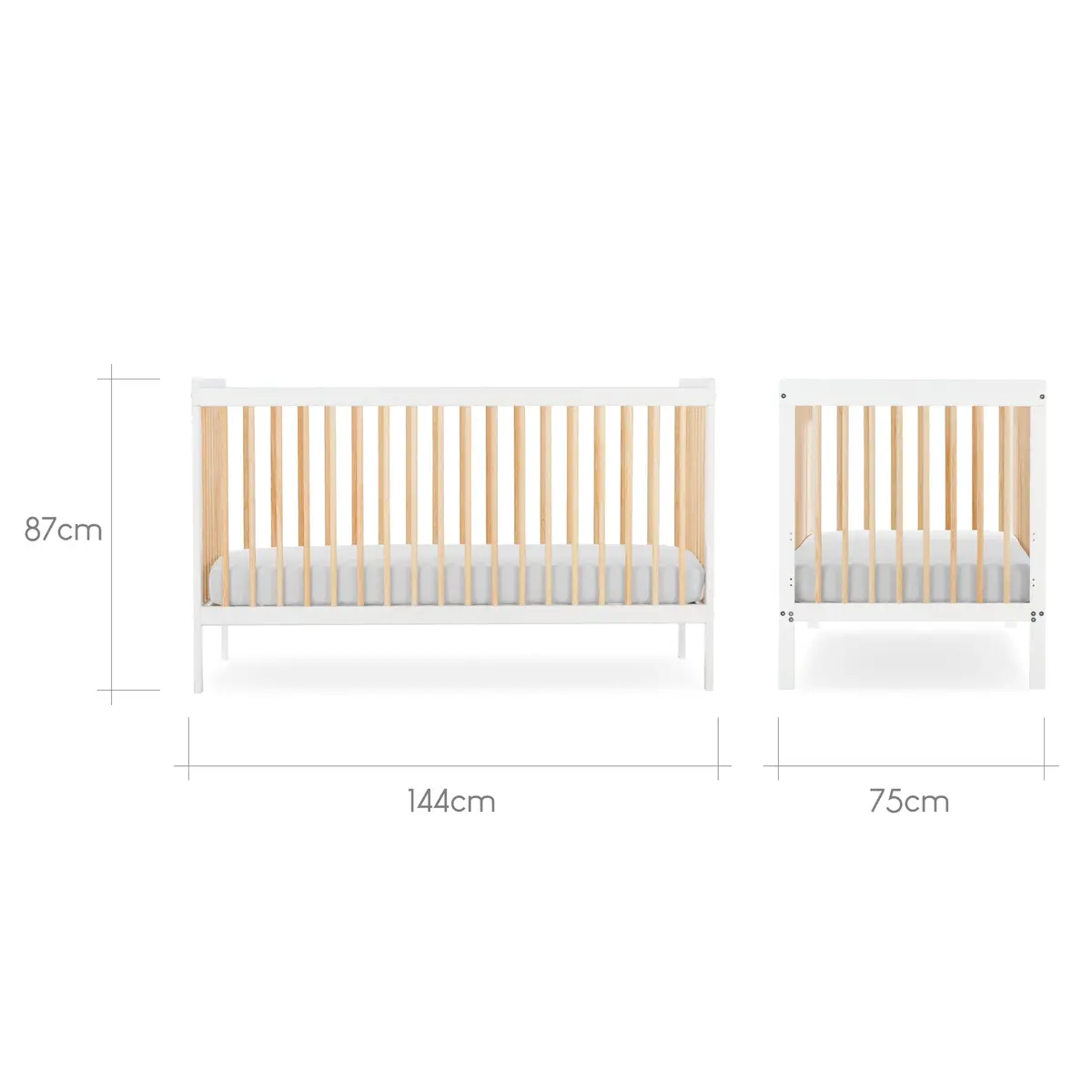 Cuddleco Nola Cot Bed - White & Natural 4