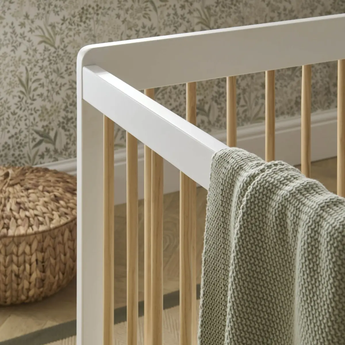 Cuddleco Nola Cot Bed - White & Natural 3