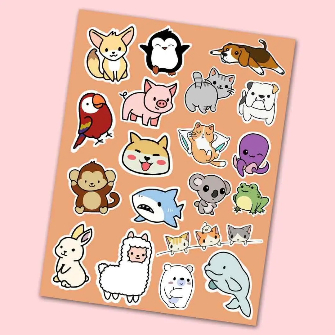 Cute Animals Mini Stickers Sheet 1