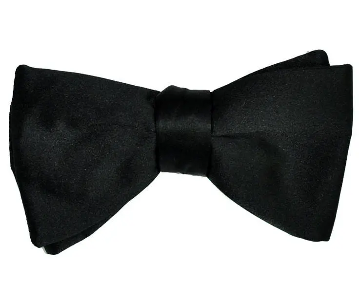 Black Bow Tie. Self Tie, Solid Color No Print 1