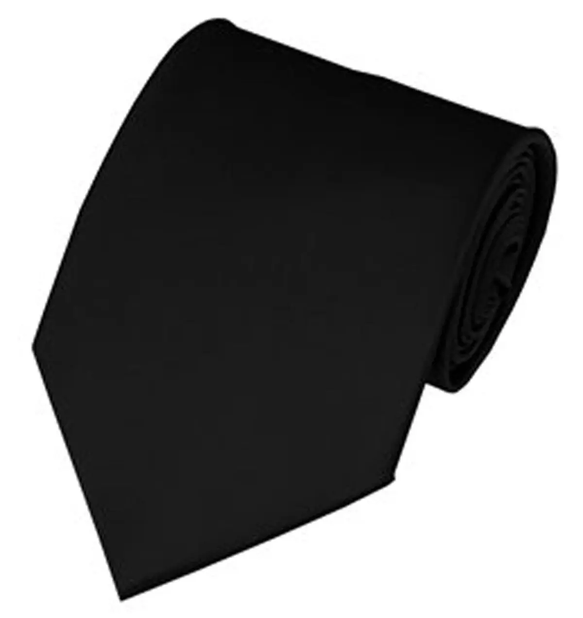 Black Necktie. Solid Color Satin Finish Tie, No Print 3