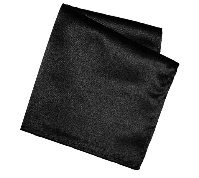 Black Pocket Square. Solid Color Satin Finish, No Print 1