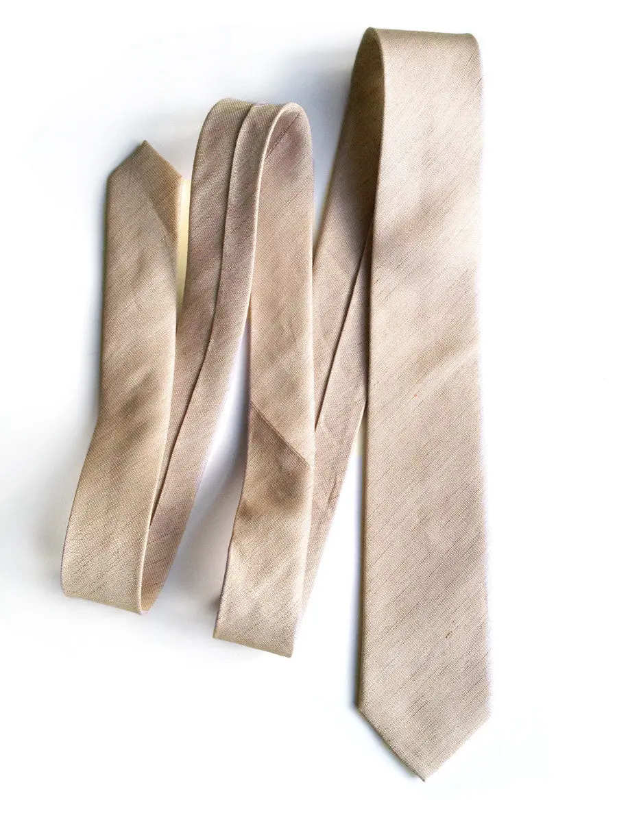 Khaki Linen Necktie. Solid Color Tie, Packard 1