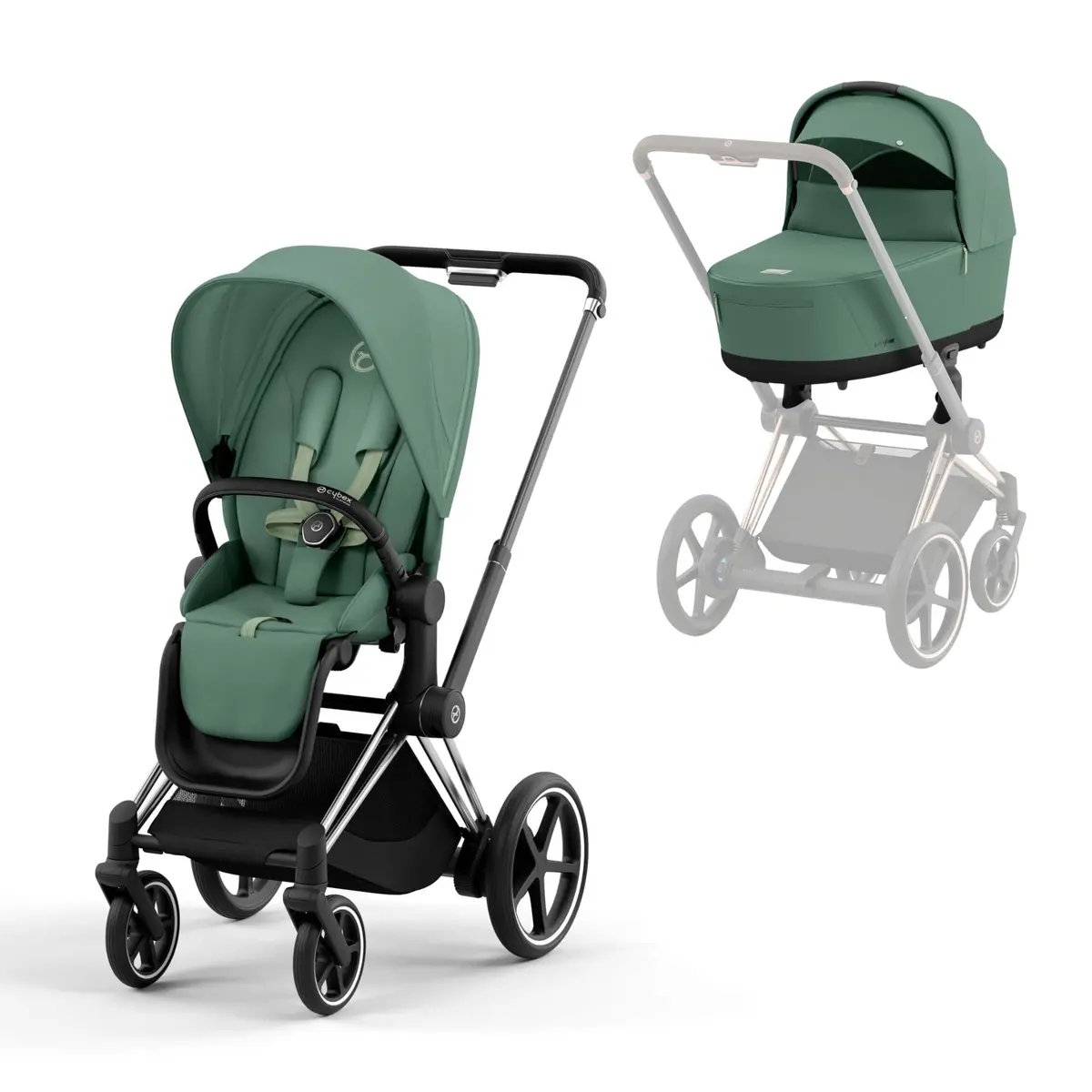 Cybex E-Priam Pram - Leaf Green 1