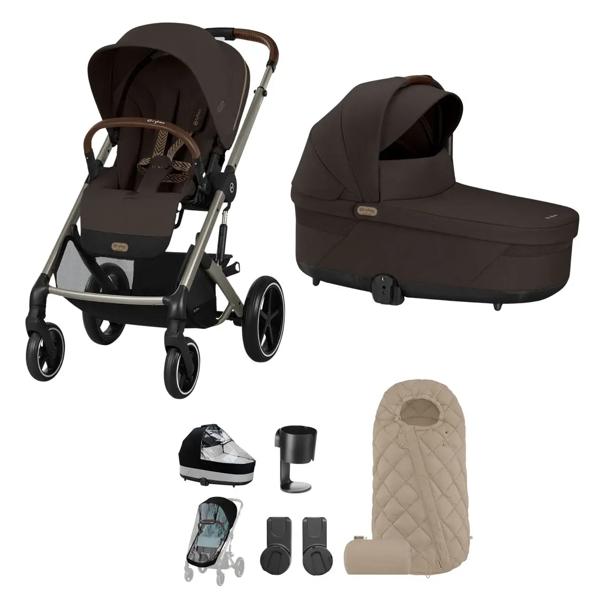 Cybex Balios S Lux Essential Bundle - Taupe/Chocolate Brown 1