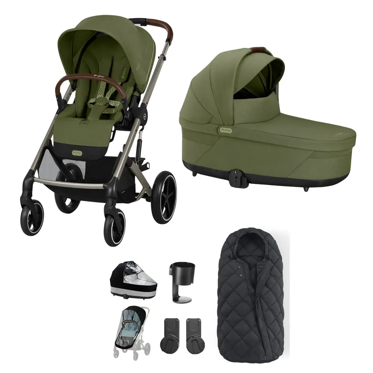 Cybex Balios S Lux Essential Bundle - Taupe/Moss Green 1