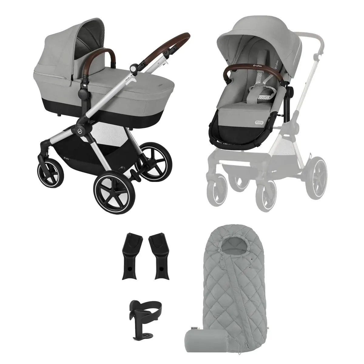 Cybex Eos Lux Essentials 7 Piece Bundle - Stone Grey 1