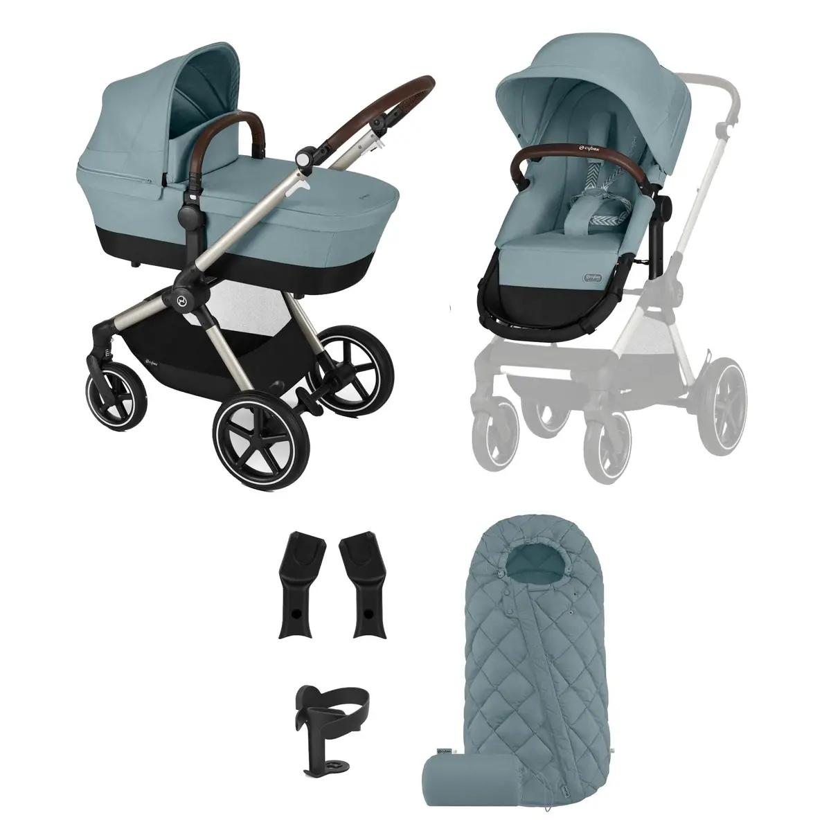Cybex Eos Lux Essentials 7 Piece Bundle - Stormy Blue 1