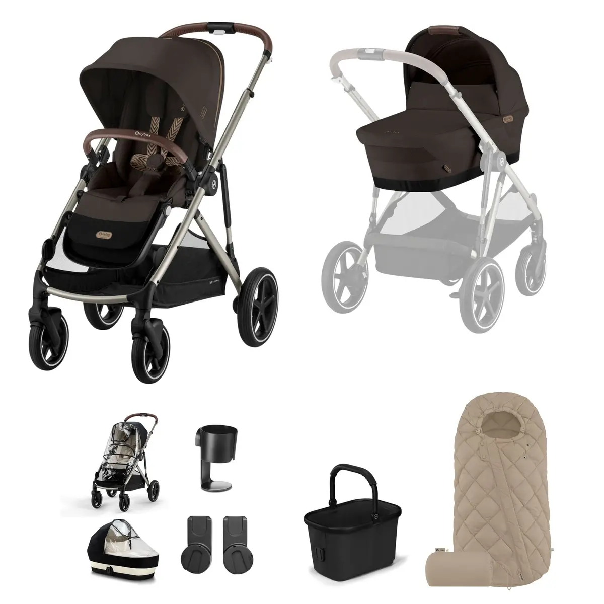 Cybex Gazelle S Essential Bundle - Taupe/Chocolate Brown 1
