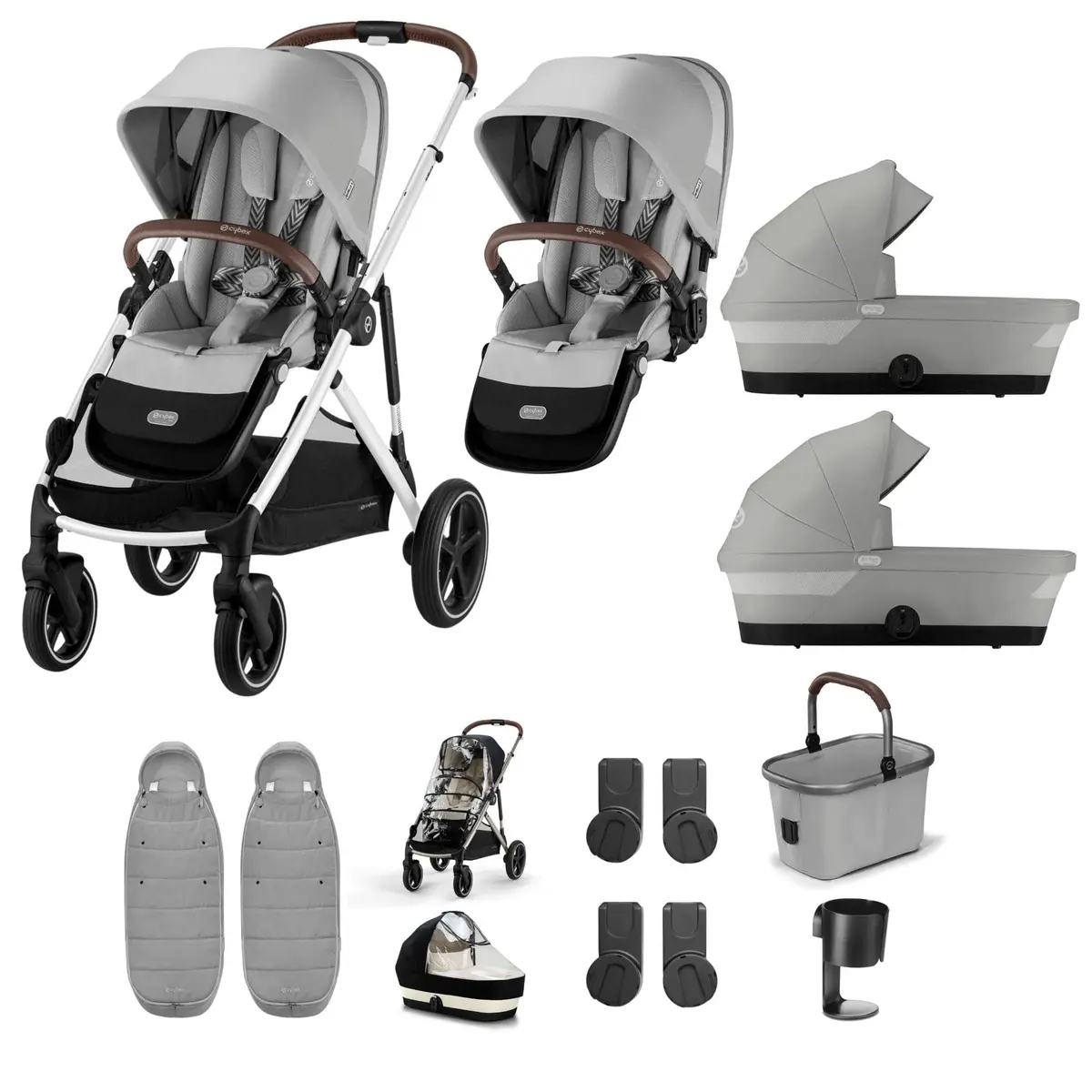Cybex Gazelle S Twin Essential Pushchair Bundle - Stone Grey 2