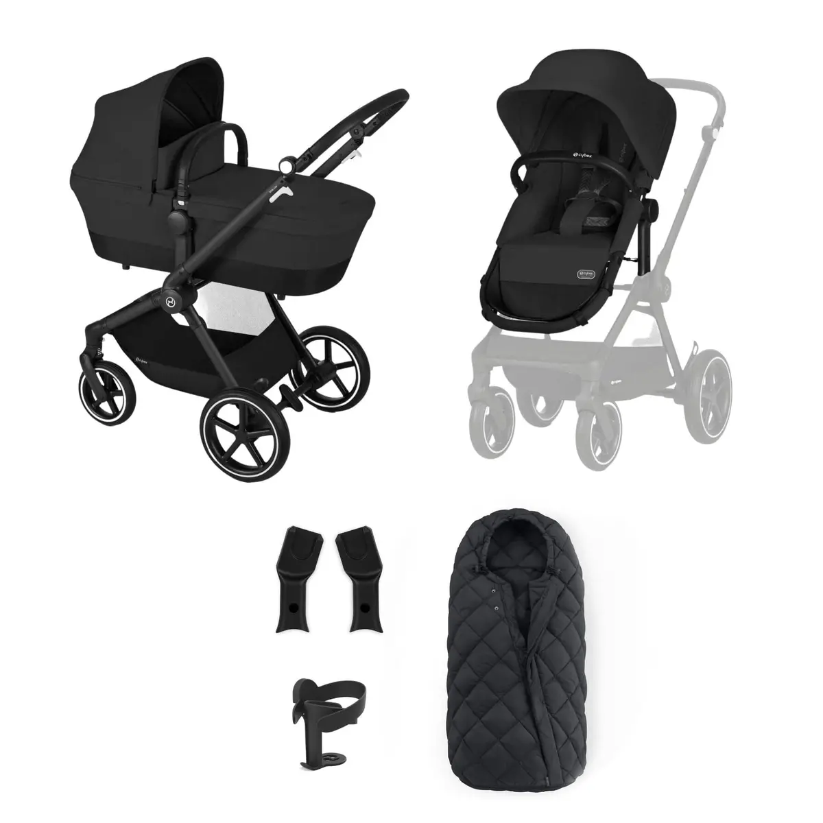 Cybex Eos Lux Essentials 7 Piece Bundle - Moon Black 1