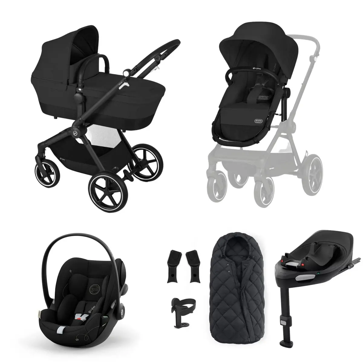 Cybex Eos Lux Luxury 9 Piece Bundle - Moon Black 1