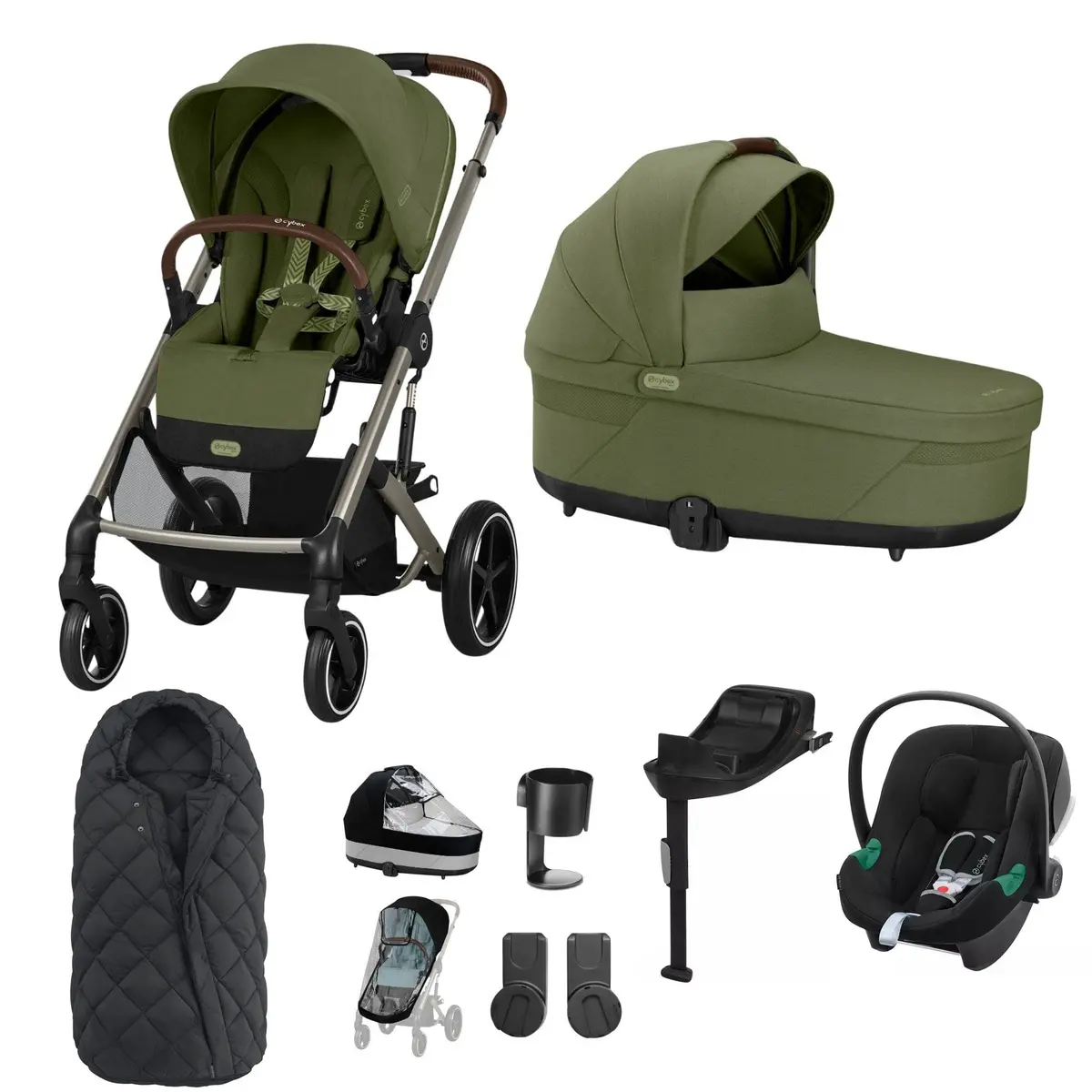 Cybex Balios S Lux Comfort Bundle - Taupe/Moss Green 1
