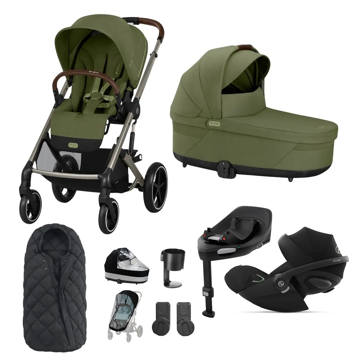 Cybex Balios S Lux Luxury Bundle - Taupe/Moss Green 1