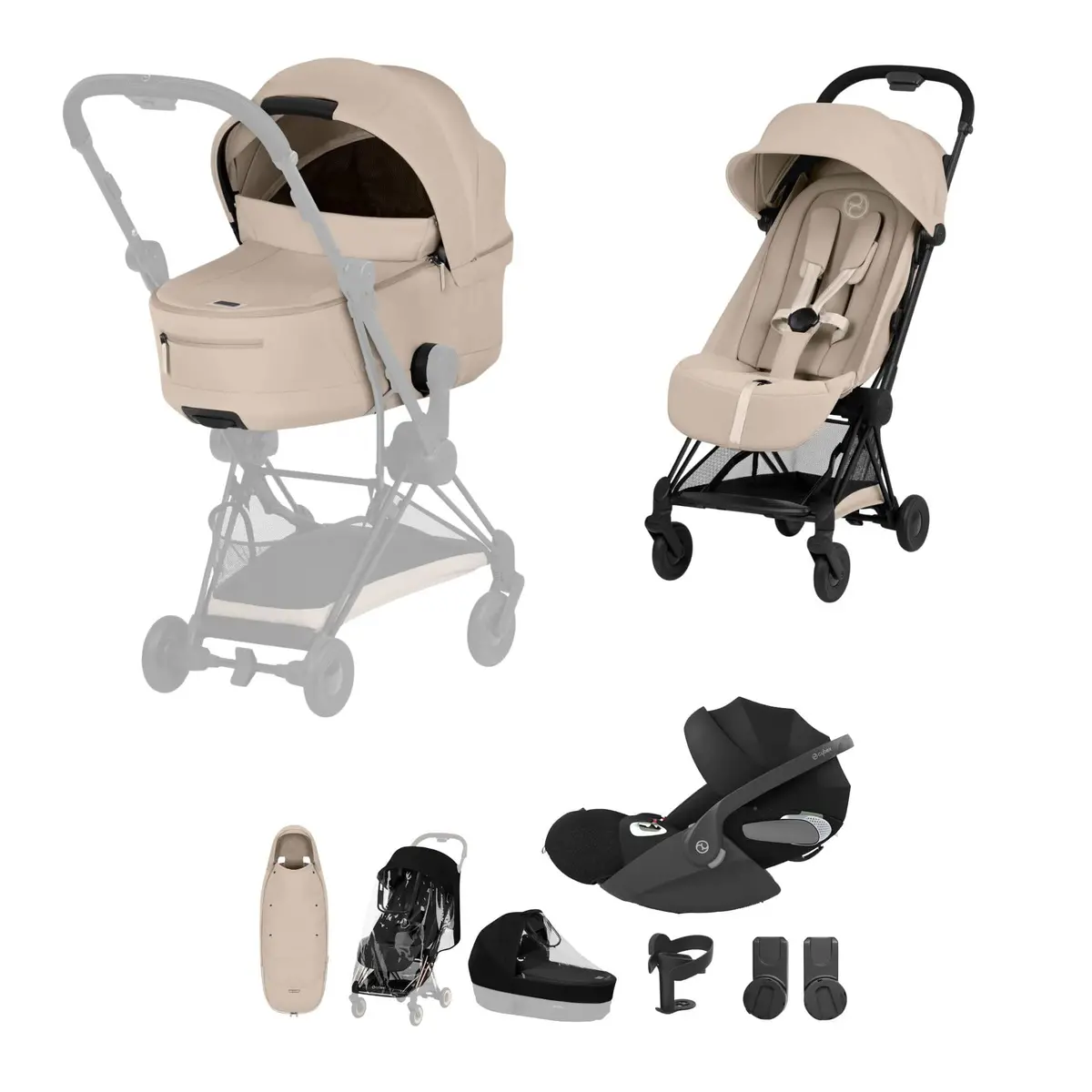 Cybex Coya Ultimate Accessory Bundle - Comfort Collection - Cozy Beige 1