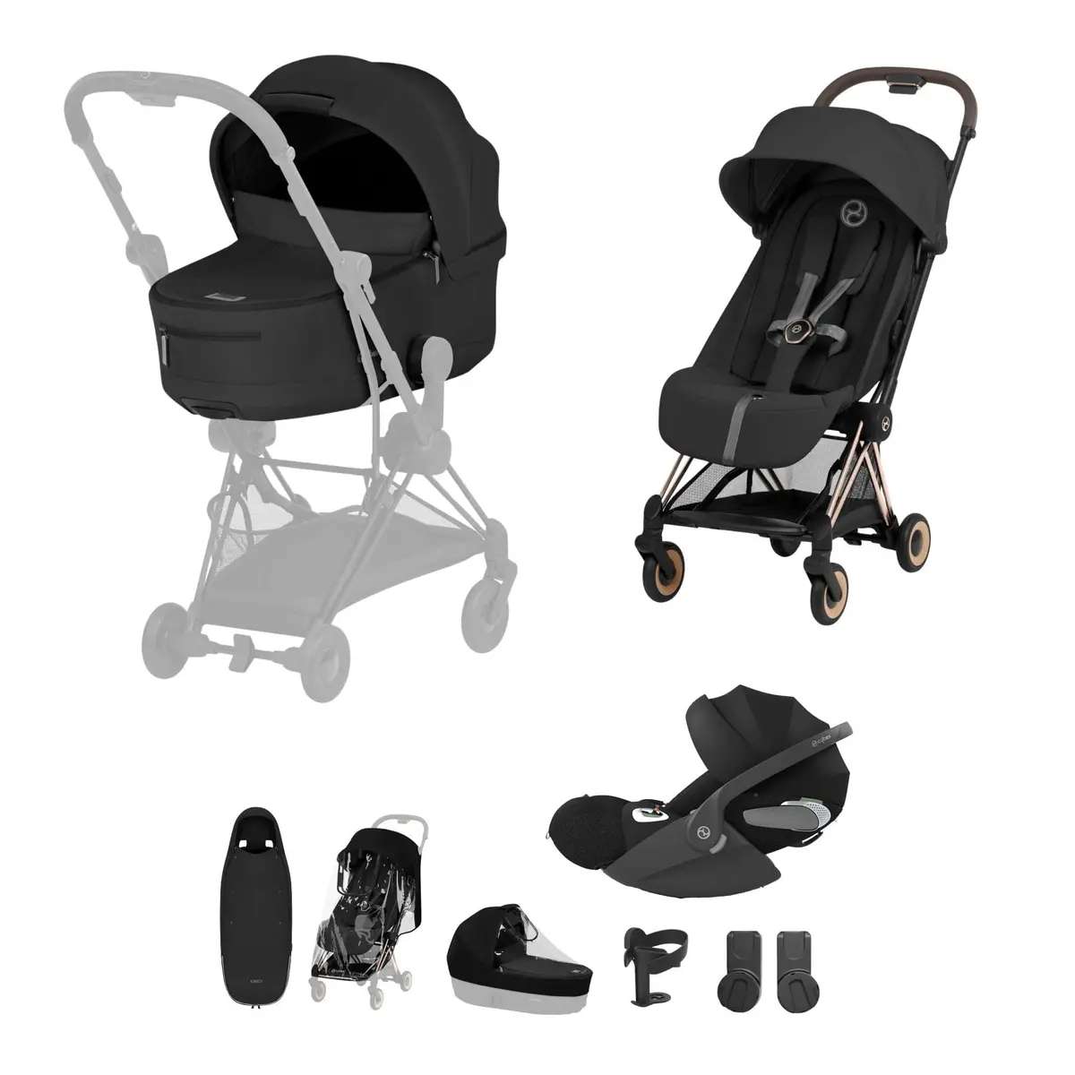 Cybex Coya Ultimate Accessory Bundle - Comfort Collection - Sepia Black 1