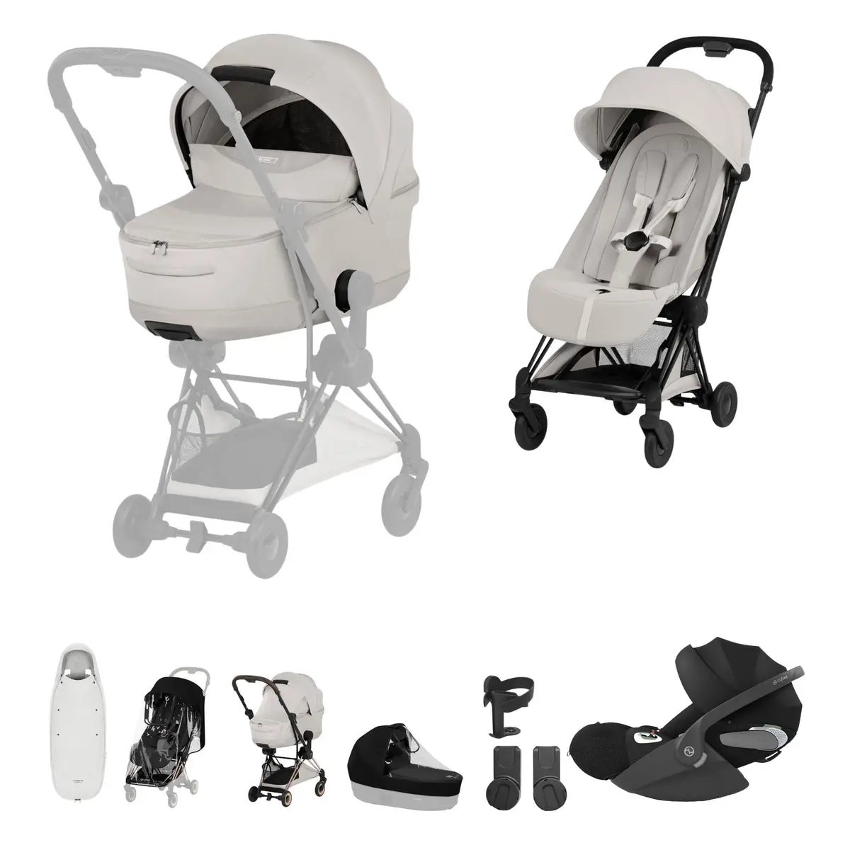 Cybex Coya Ultimate Accessory Bundle - Style Collection - City Grey 1