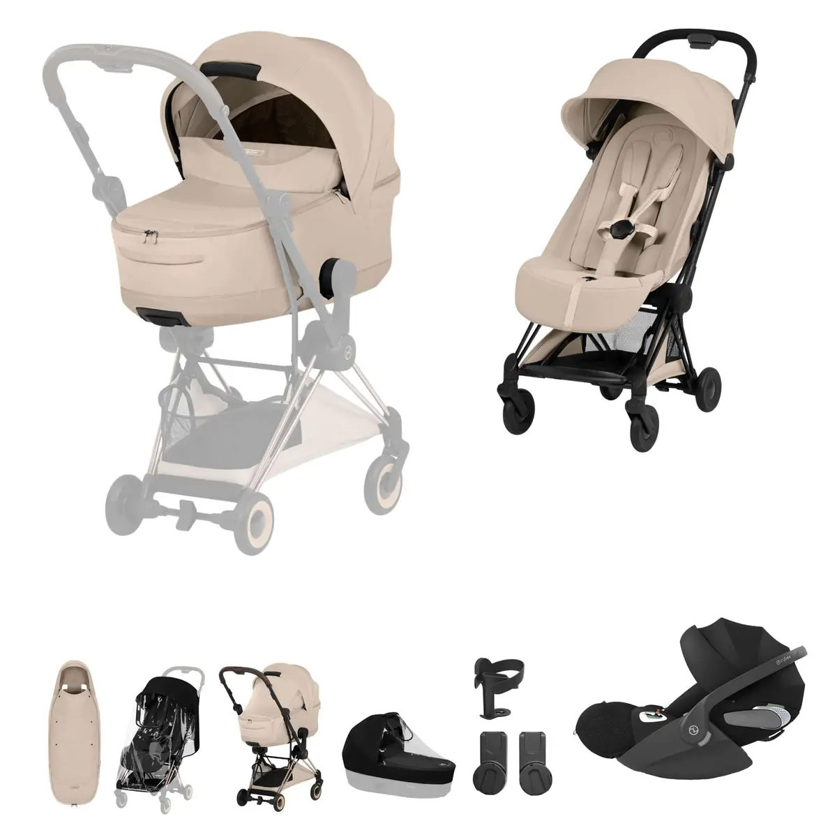 Cybex Coya Ultimate Accessory Bundle - Style Collection - Cozy Beige 1