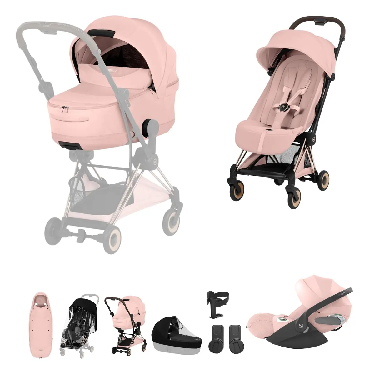 Cybex Coya Ultimate Accessory Bundle - Style Collection - Peach Pink 2