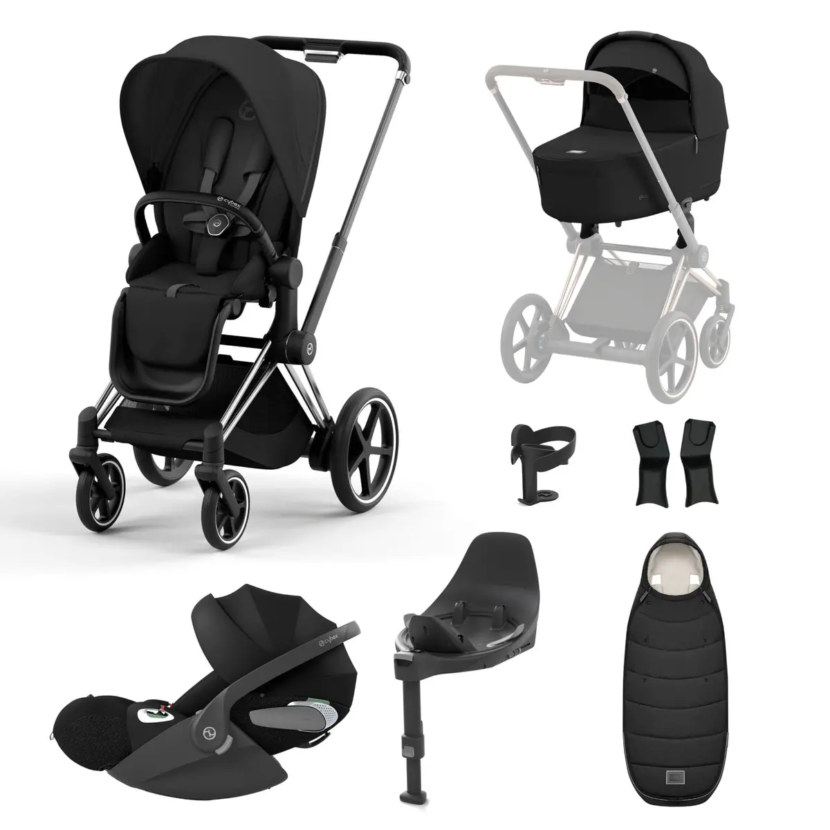 Cybex E-Priam Travel System With Cloud T - Sepia Black 1