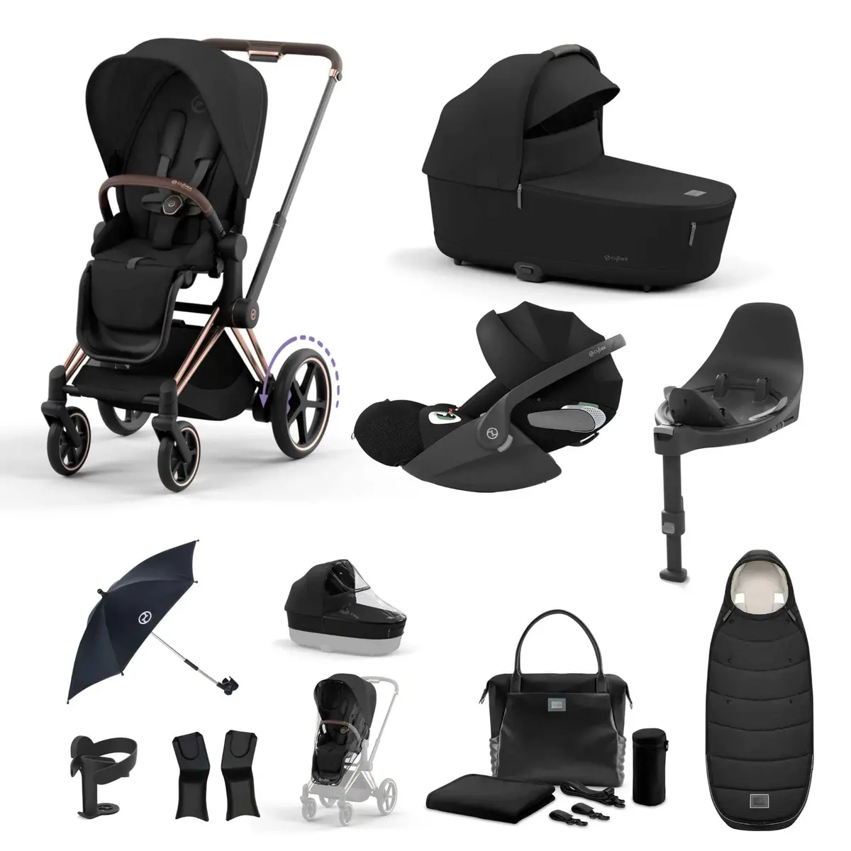 Cybex E-Priam Travel System With Cloud T - Sepia Black 7