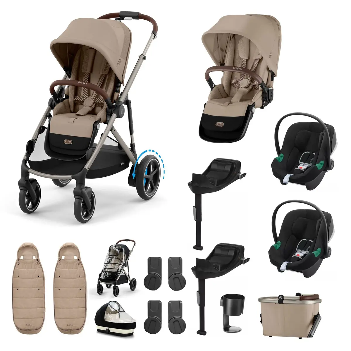 Cybex Egazelle S Twin Comfort Pushchair Bundle - Almond Beige 1