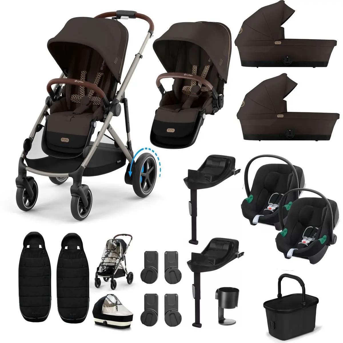 Cybex Egazelle S Twin Comfort Pushchair Bundle - Chocolate Brown 2