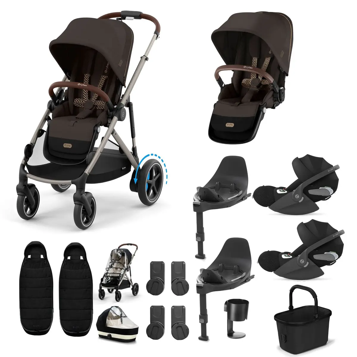 Cybex Egazelle S Twin Luxury Pushchair Bundle - Chocolate Brown 5