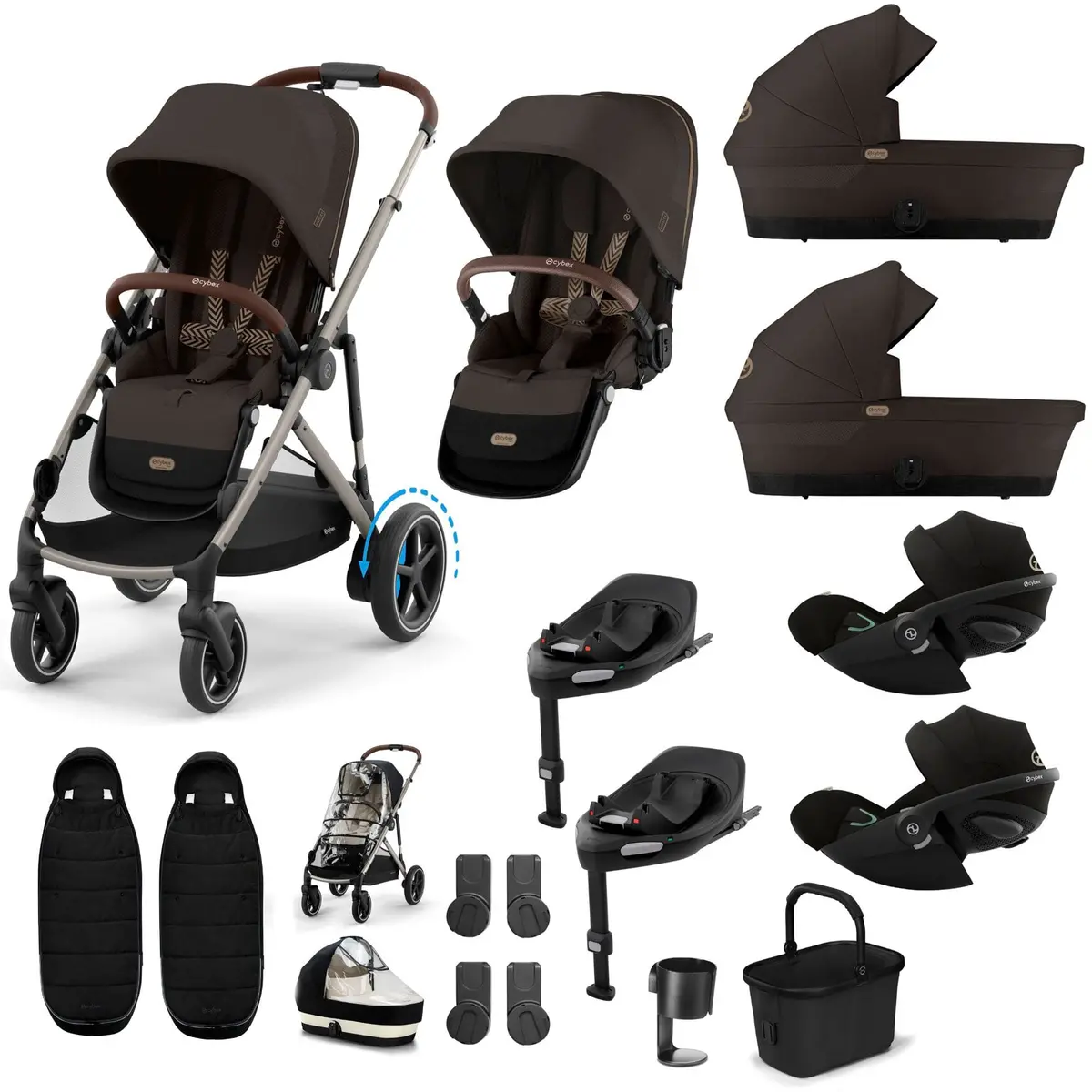 Cybex Egazelle S Twin Luxury Pushchair Bundle - Chocolate Brown 4