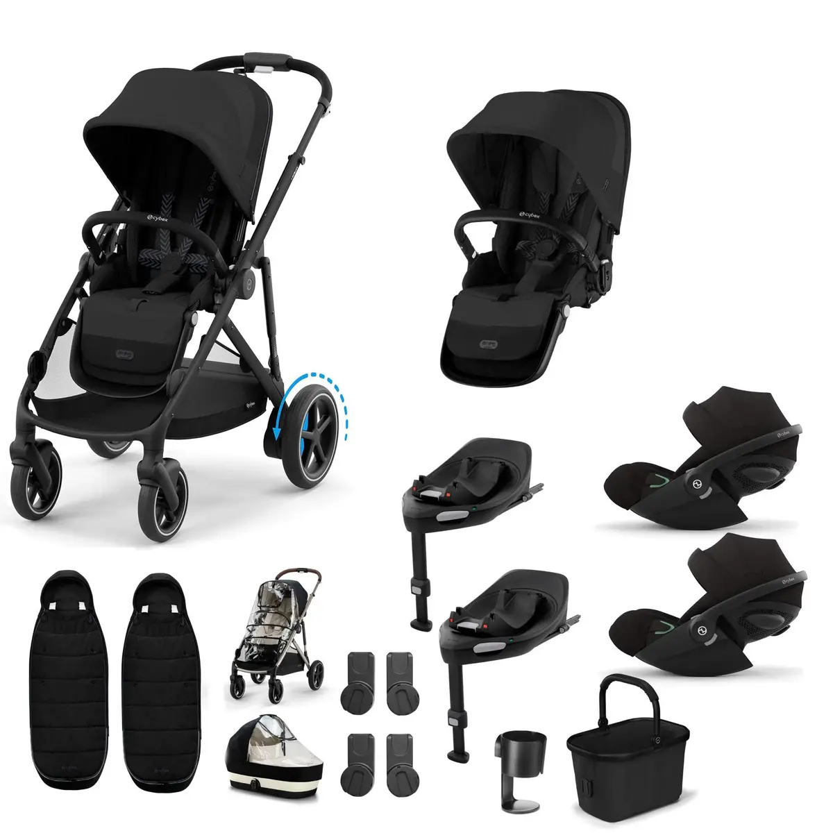Cybex Egazelle S Twin Luxury Pushchair Bundle - Moon Black 1