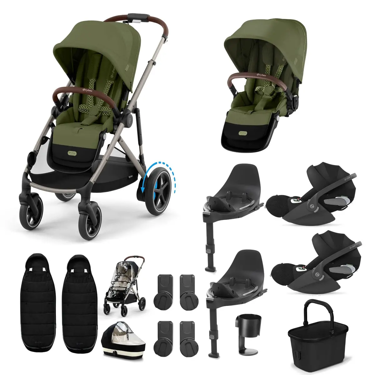 Cybex Egazelle S Twin Luxury Pushchair Bundle - Moss Green 5