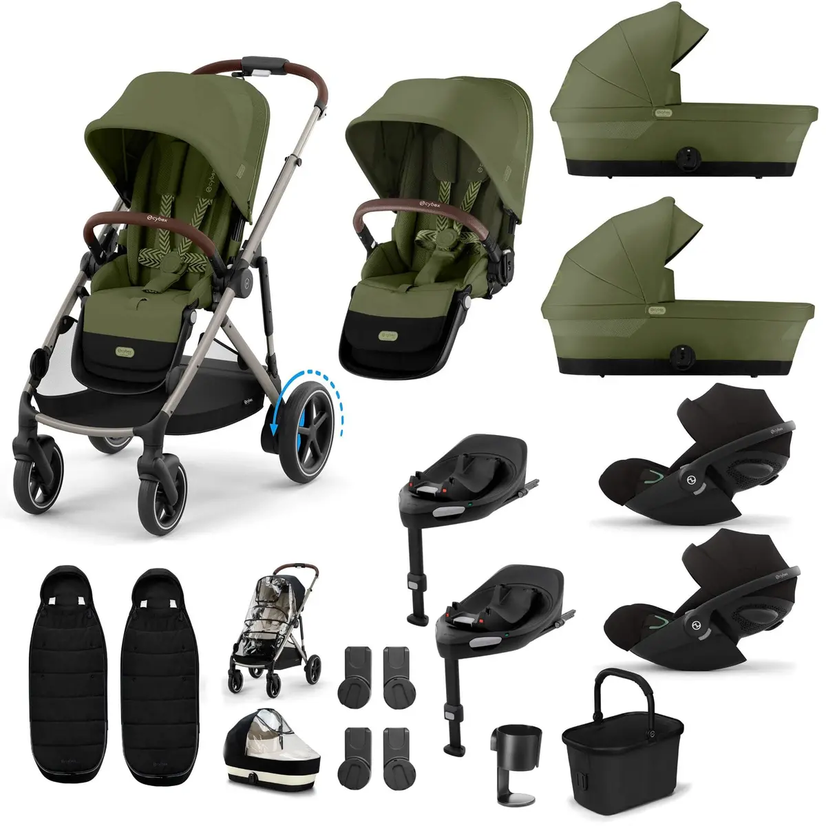 Cybex Egazelle S Twin Luxury Pushchair Bundle - Moss Green 5