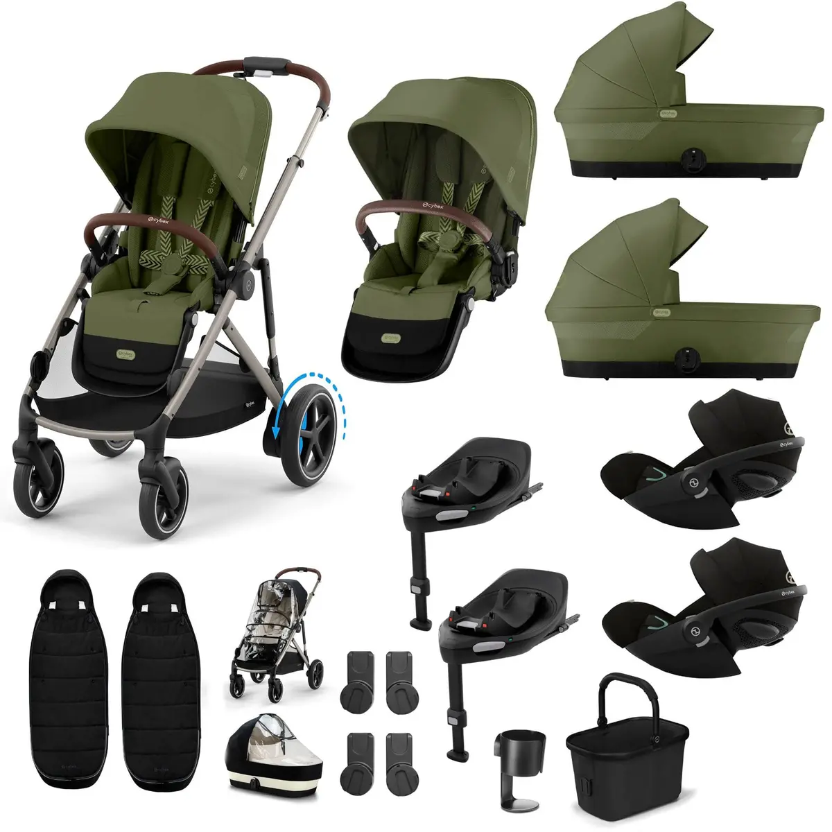 Cybex Egazelle S Twin Luxury Pushchair Bundle - Moss Green 6